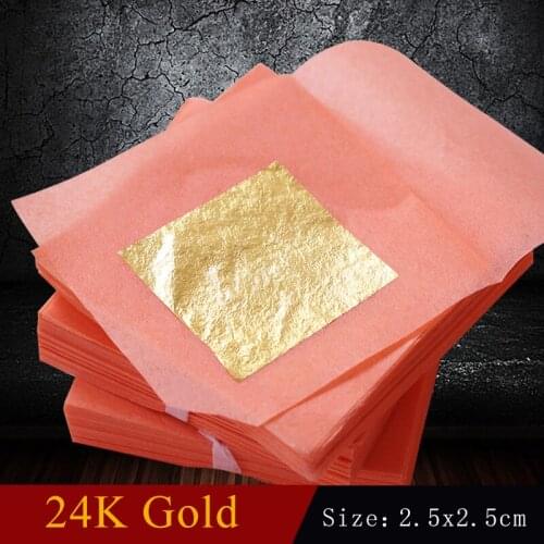 24K Pure Edible Gold Leaf Sheets, 2.5x2.5cm Pure Genuine Gold Foil,for Cooking, Cakes and Chocolates, Decoration