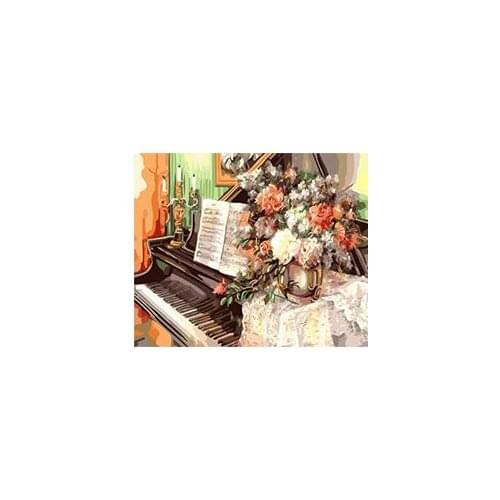 MaHuaf-W024 Piano Lessons painting by numbers on canvas wall pictures for living room home decor