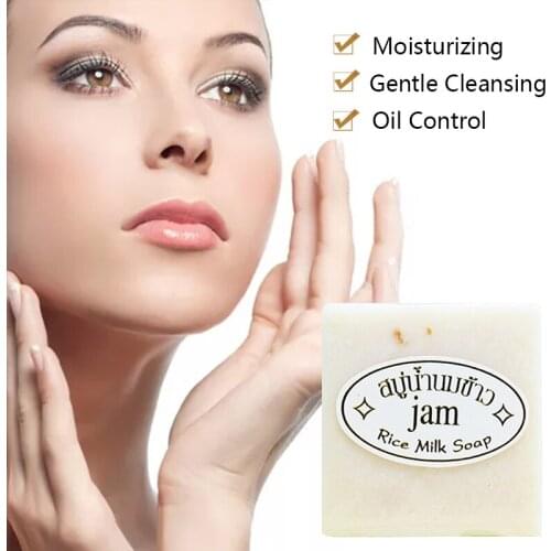 1Pcs Handmade Rice Flour Soap Collagen Vitamin Skin Whitening Acne Removal Pore Moisturizing Handmade Soap Whitening