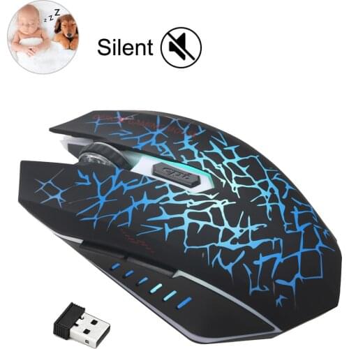 Wireless Mouse Computer Mouse Gamer Crack LED Backlit Optical Mice Silent 2400DPI Rechargeable Gaming Mouse for PC Laptop Games