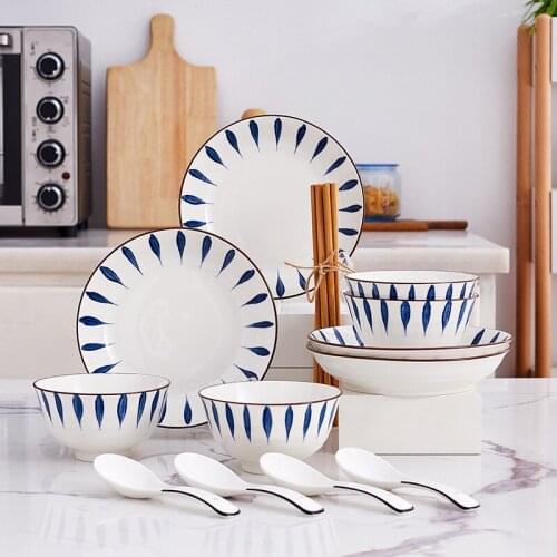 Japanese-Style Ceramic Bowl And Plate 16-Head Net Celebrity Western Tableware Set Household Color Bowl Spoon Chopsticks