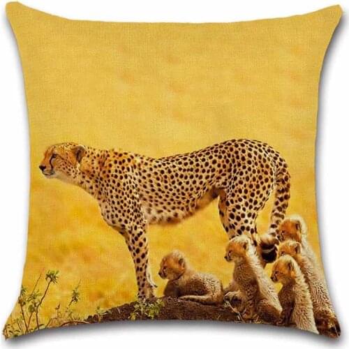 African savannah animals Cheetah cushion cover Decor car Chair seat sofa Decorative Home kids friend living room gift Pillowcase