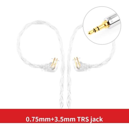 Newest TRN T3S 8 core silver cable Upgrade Earphone Cable 3.5/2.5mm 2Pin 0.75Connector For TRN VX BA8 V90 C PIN