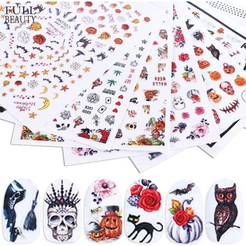 Newest CA-344 3d halloween pattern back glue decal decoration design nail sticker art