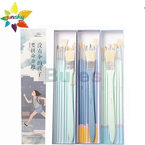 Original Phoenix PHB3620 Bristle hair gouache brush set acrylic watercolor / oil painting brush fan shaped Art brush set