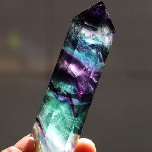 Fluorite Necklaces Hexagonal Crystal Natural Gem Stone Quartz Bullet Hexagonal Pendulum Reiki Chakra Purple Green Gem #0113