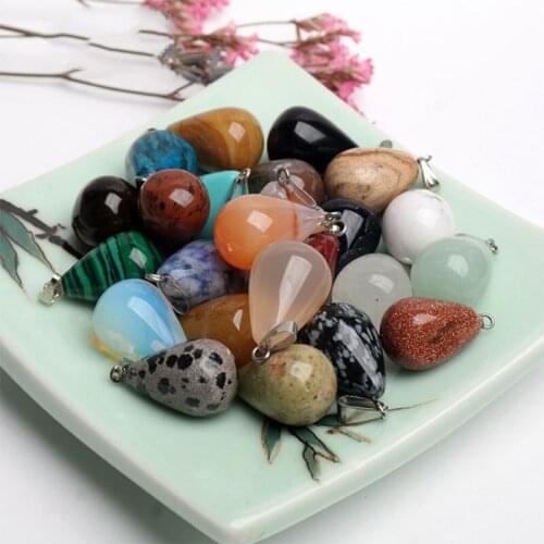 13x19mm 10PCS/lot Drop Shape Pendant Agates/Jaspers/Quartzs/Tiger Eye/Sandstone Pendants For Necklace Jewelry Making Trinket