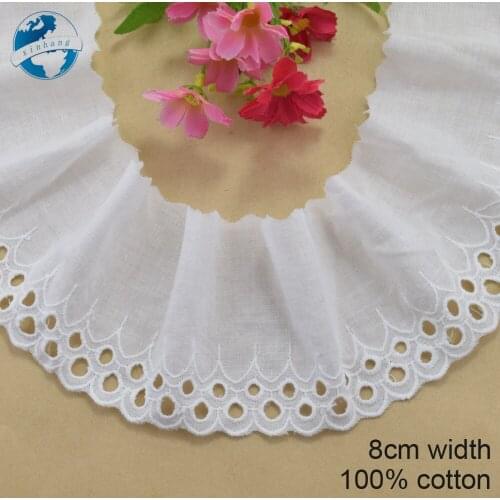 8cm wide white 100% cotton embroidery lace french lace ribbon fabric guipure diy trims warp knitting sewing Accessories#4113