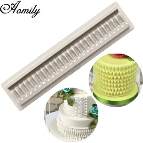 Aomily Silicone Ruffle Chocolate Cake Mold Skirt Fringe Sugarcraft Fondant Mould Nonstick Home Kitchen Baking Decorating Tools
