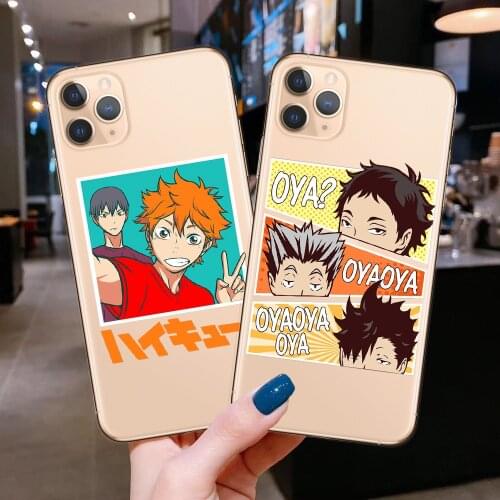 Cute Japan Anime Oya Haikyuu Clear Phone Case For iPhone 11 Pro 12 XR X XS MAX SE20 7 8Plus Transparent Soft TPU Cover Coque