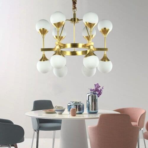 Nordic copper light luxury personality creative living room dining room bedroom study magic bean molecular chandelier
