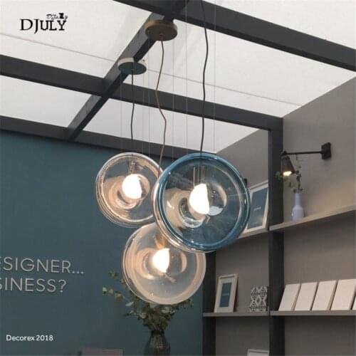 Nordic colorful Glass wheel pendant lights for dining room clothing store bar indoor lighting fixtures led suspension luminaire