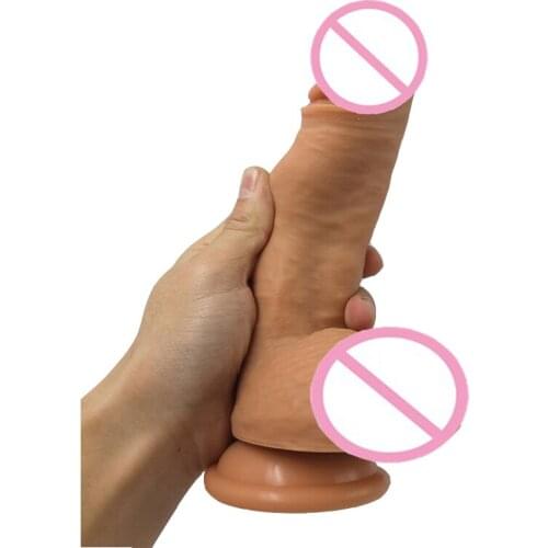 20*4.5cm Super Realistic Soft two layer Silicone Huge Dildo big dildos Suction Cup Strapon Penis Dick Masturbator Adult Sex Toy