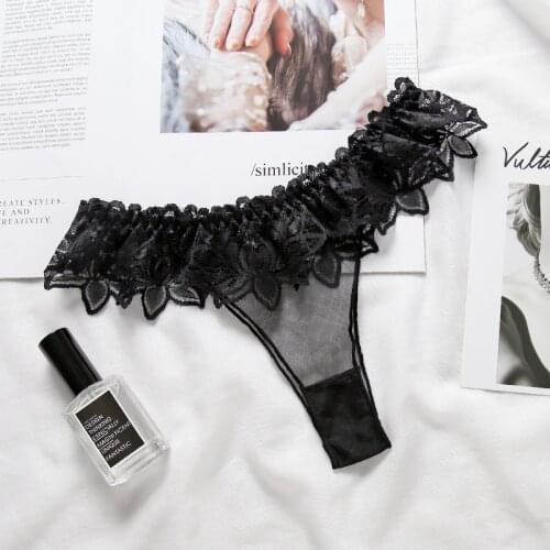 Ultra-thin Sexy Lace Thong Sexy Mesh Transparent Embroidery Sexy Underwear Ladies Low-waist Breathable Hot T-pants