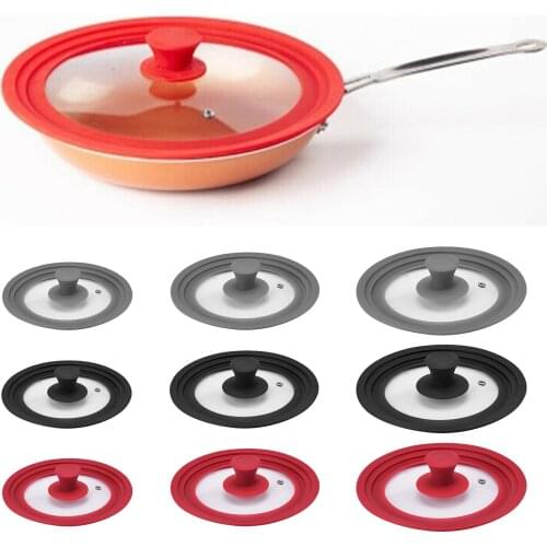 Universal Silicone Glass Lid Cover Heat-Resistant with Steam Hole for Cooking Pot Frying Pan Saucepan Round