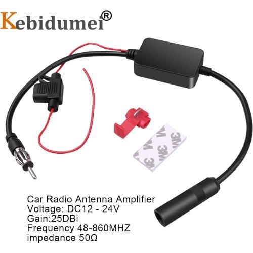 Kebidumei Universal 12V Car Radio Aerials Auto Car FM Antenna Amplifier Signal Amp Booster Radio FM for Marine Car Vehicle Boat
