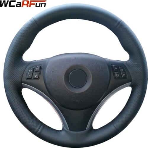 WCaRFun Black Artificial Leather Car Steering Wheel Covers for BMW E90 320i 325i 330i 335i E87 120i 130i Accessories Parts