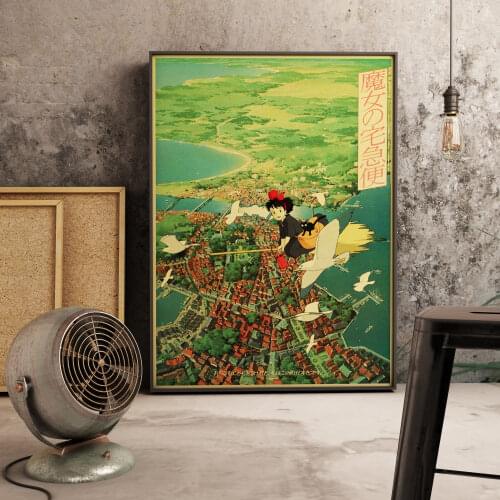 Japanese Anime Hayao Miyazaki Anime Retro Room Nursery Kids Room Art Home Wall Decor Quality Canvas living room Painting Poster