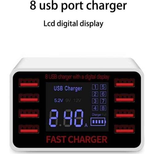 Multi usb charger station for samsung huawei iphone new fast charger dock lcd display smart universal charger eu us uk au plug