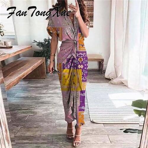 Office Lady Dresses for Women 2021 Geo Print Lace Up Pleated Elegant Dress Women Short Sleeve V Neck Fall Long Dresses Ladies