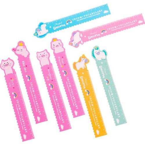 1Pcs Unicorn Magnetic Ruler Kawaii Stationery Novelty Cute Rulers Student Soft Design Ruler Set of Drafting Rules SchoolSupplies