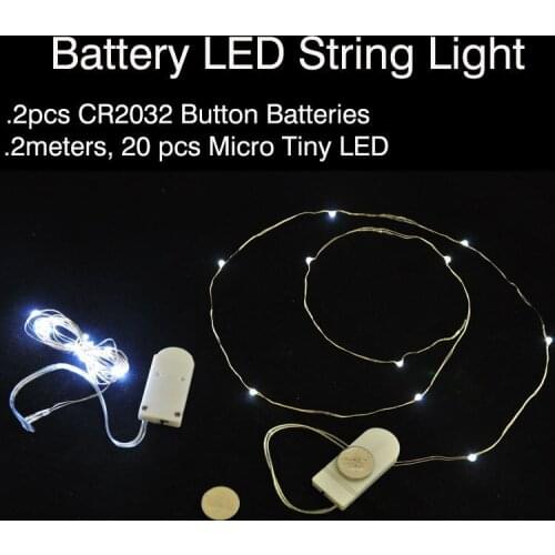 10pcs/lot CR2032 Button Cell Battery Operated 7ft 20LED Micro LED String Light,Waterproof Led Fairy Light For Party Wedding