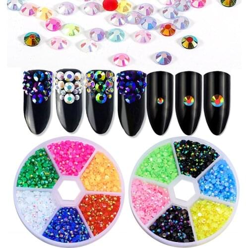 1500-3000pcs/box Mix Color plastic Candy AB Diamond Rhinestone Crystal Non Hotfix Flat Back Nail Art Rhinestone & Jewelry Making