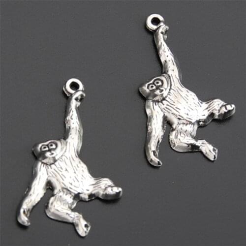 20pcs Silver Color Playing Gorilla Charms Forest Animal Pendant Jewelry DIY A2601