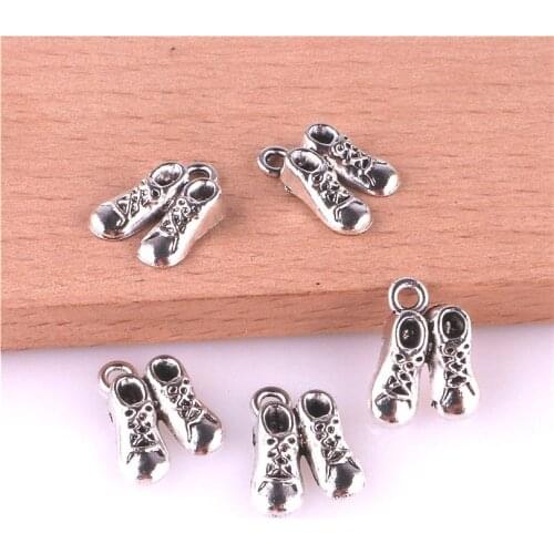 25pcs 10*14mm Alloy Cute Shoes Pendants Antique Silver Charms DIY Handmade Pendant For Jewelry Making 23370