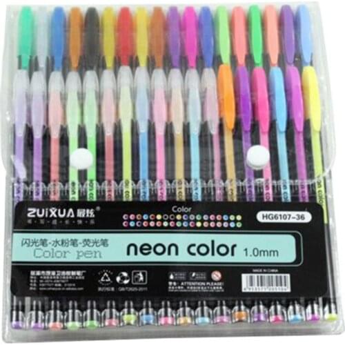 36 Gel Pens set Color gel pens Glitter Metallic pens Good gift For Coloring Kids Sketching Painting Drawing