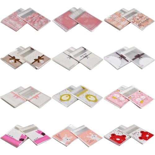 50/100PCS Plastic Christmas Gift Bag Transparent Cartoon Printing OPP Birthday Party Wedding Favors Cookie Candy Packaging Bags