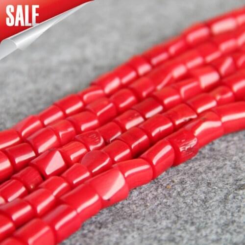 8*10mm Red Coral beads chalcedonyBeads Cylinder 15" stones beads Jewelry DIY making design wholesale