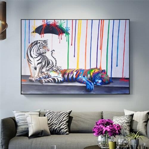 Abstract Tigers Wall Art Decorative Canvas Graffiti Art Prints Street Art Canvas Paintings On The Wall Picture Home Wall Decor