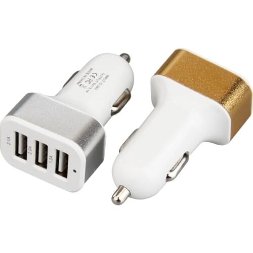 500pcs/lot 3 USB Mobile Phone Car Charger 3 Port Fast Charger 5V/5.1A Car USB Charger Car Charger Adapter for IPhone Samsung