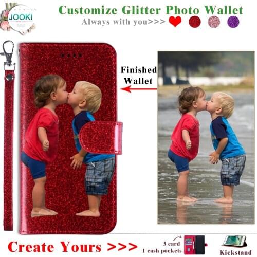 Glitter Case For Xiaomi Redmi Note 7 Pro Personalized Photo Leather Wallet For Xiaomi Redmi Note 7 Customize Phone Book Cover
