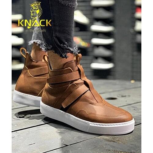 Knack Winter Leather Men 'S Ankle Boots Black White Motorcycle Boots Anti Odor Waterproof Men 'S Casual Leather Shoes