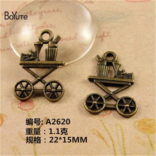 BoYuTe (50 Pieces/Lot) 22*15MM Antique Bronze Plated Alloy Dining Car Charms Pendant Diy Jewelry Making Findings Accessories