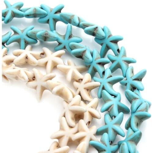 Apx 30pcs/strand Starfish Loose Spacer Beads Turquoises Beads Nature Stone Beads For Jewelry Making Accessories For Bracelet
