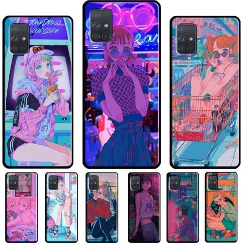 Vaporwave Glitch Anime Girl Case For Samsung A51 A71 A31 A41 A11 A40 A50 A70 A72 A52 A42 A32 A12 A20e A21S Phone Cover