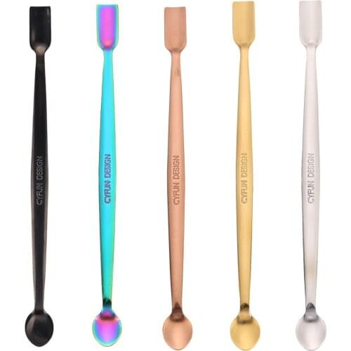 Double Headed Cuticle Pusher Dead Skin Remover Spoon Stainless Steel Art Cleaner Nail Art Tools Gel Polish Spoon Stick Nails