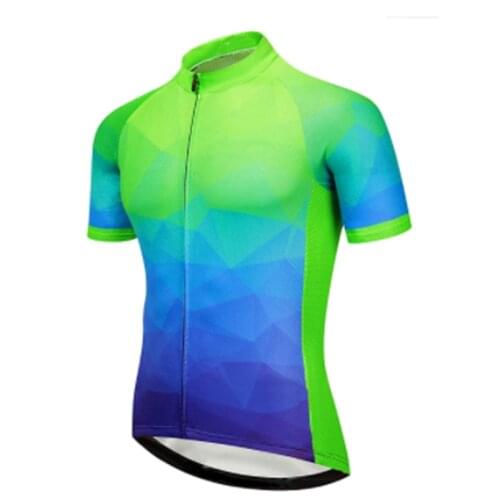 Mens Short Sleeve Cycling Jersey Summer Polyester Gradient Bike Jersey Sports Patterned Mountain Bike MTB Road Bike Cycling Top