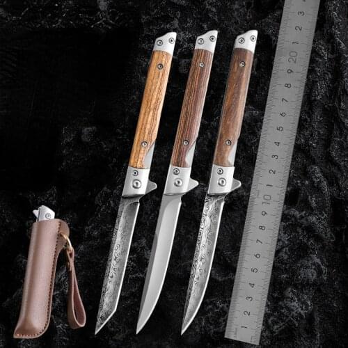 Homir Damascus/7Cr17 sandalwood folding knife outdoor knife saber tactical military special war knife self-defense knife