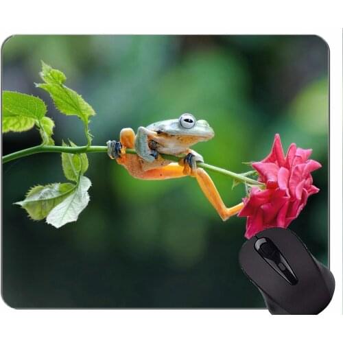 Gaming Mouse Pad Custom,Wildlife rose frog -Stitched Edges