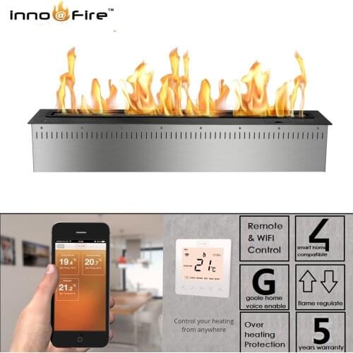 Inno-Fire 72 inch real fire intelligent smart automatic KNX alexa google home bioetanol fireplace black