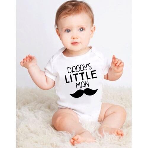 Summer Infant Baby Fashion Romper Daddys Little Man Letter Print Newborn Jumpsuit Toddler Boys Short Sleeve Clothes