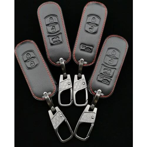 Leather Car Key Cover Case For Mazda 2 3 6 Atenza Axela CX-5 Cx5 Cx 5 CX-7 CX-9 2015-2019 Smart 2/3/4 Buttons Accessories