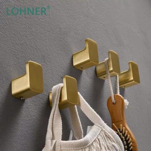 Lohner New Alumimum Brushed Gold Hook Row Bathroom Shelf Organizer Badkamer Accessoires Salle De Bain Accessoire Estanteria