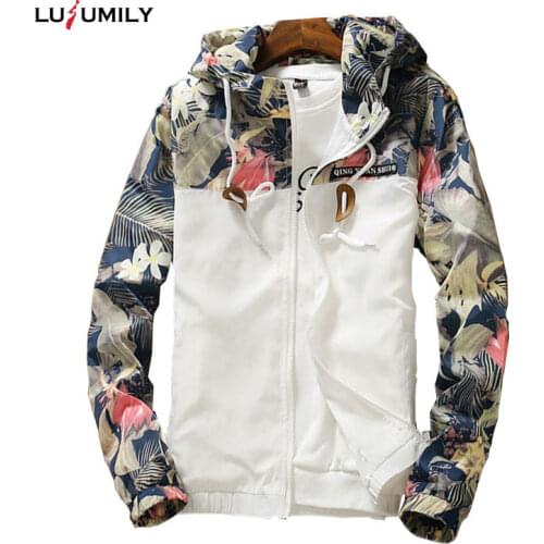 Lusumily Windbreaker Womens Jacket Autumn Plus Size 5XL Causal Zipper Hooded Floral Loose Basic Jacket Coat Womens Windbreaker