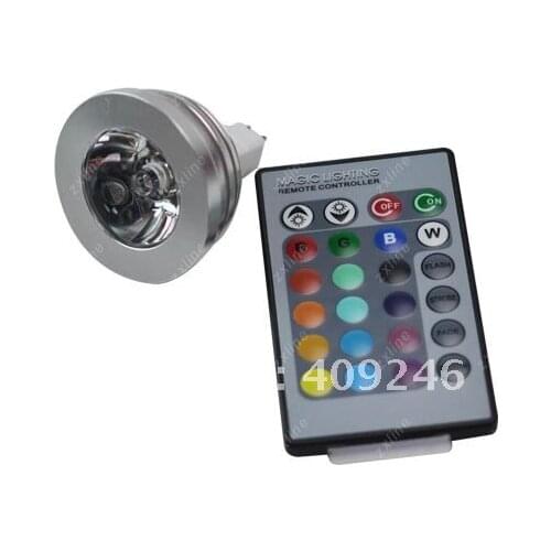 MR16 3W RGB Flash LED Light Bulbs + Remote Control 16 colors new