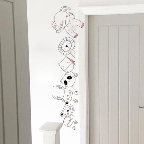 Cartoon funny animal stacking arhat Wall sticker Door edge wall edge wallpaper kids rooms bedroom decoration nursery stickers